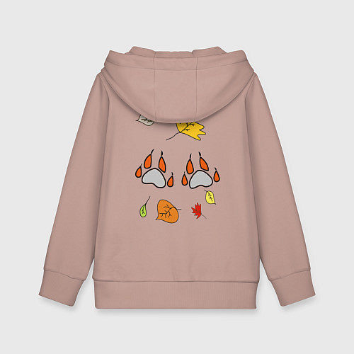 Детская толстовка-худи Рыжий лис в листьях / Пыльно-розовый – фото 2