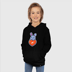 Толстовка детская хлопковая Кролик и сердечко, цвет: черный — фото 2