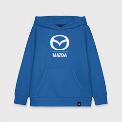 Толстовка детская хлопковая Значок Mazda в стиле glitch, цвет: синий