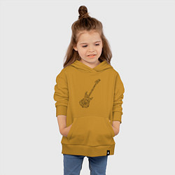 Толстовка детская хлопковая Гитара из нот, цвет: горчичный — фото 2