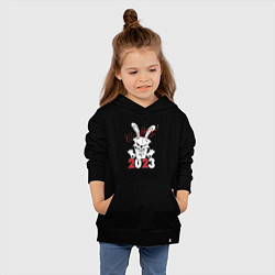 Толстовка детская хлопковая С Новым годом! Злой кролик 2023, цвет: черный — фото 2