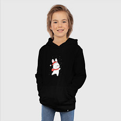 Толстовка детская хлопковая Кролик в шапке и шарфе арт, цвет: черный — фото 2