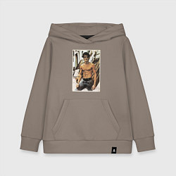 Толстовка детская хлопковая Брюс Ли - ретро постер, цвет: утренний латте