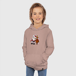 Толстовка детская хлопковая Санта и олень, цвет: пыльно-розовый — фото 2