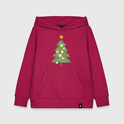 Толстовка детская хлопковая Елочка с новогодними игрушками, цвет: маджента