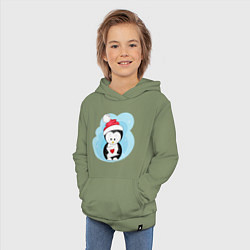 Толстовка детская хлопковая Пингвин с письмом, цвет: авокадо — фото 2