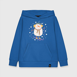 Толстовка детская хлопковая Снеговик лыжник, цвет: синий