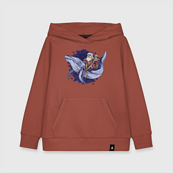 Толстовка детская хлопковая Санта и кит, цвет: кирпичный
