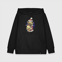 Толстовка детская хлопковая Новогодний мопс с мороженым, цвет: черный