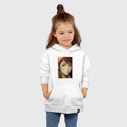 Толстовка детская хлопковая Девочка с каштановыми волосами, цвет: белый — фото 2
