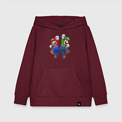 Толстовка детская хлопковая Марио и Луиджи, цвет: меланж-бордовый