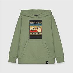 Толстовка детская хлопковая Лучший кошачий папа на свете, цвет: авокадо