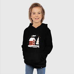 Толстовка детская хлопковая Зимний домик, цвет: черный — фото 2