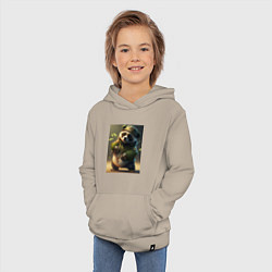 Толстовка детская хлопковая Китайская панда в очках, цвет: миндальный — фото 2