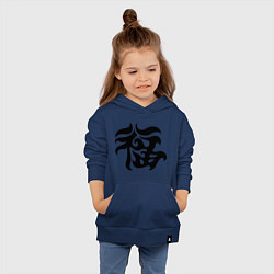 Толстовка детская хлопковая Японский иероглиф - Удача, цвет: тёмно-синий — фото 2