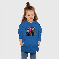 Толстовка детская хлопковая Киберпанк - пара в неоновом свете, цвет: синий — фото 2