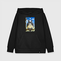 Толстовка детская хлопковая Тоторо на дереве, цвет: черный