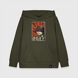 Толстовка детская хлопковая Obey frog, цвет: хаки