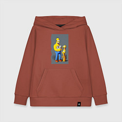 Толстовка детская хлопковая Homer Simpson and cats - нейросеть арт, цвет: кирпичный