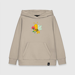 Толстовка детская хлопковая Мультяшная летняя пчелка, цвет: миндальный