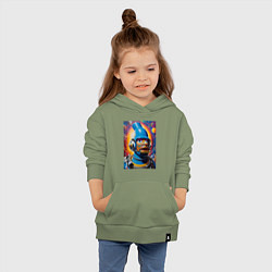 Толстовка детская хлопковая Гомер Симпсон - космический рыцарь - нейросеть, цвет: авокадо — фото 2