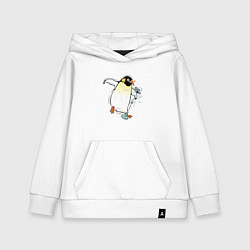 Толстовка детская хлопковая Пингвин- вокалист, цвет: белый