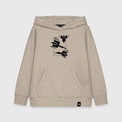 Толстовка детская хлопковая Сороки в прямоугольнике минимализм, цвет: миндальный