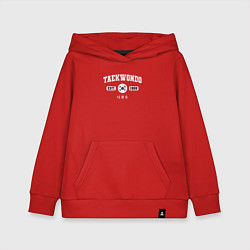 Толстовка детская хлопковая Тхэквондо varsity style, цвет: красный