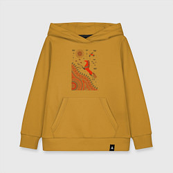 Толстовка детская хлопковая Мезенский конь, цвет: горчичный