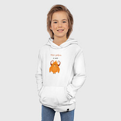 Толстовка детская хлопковая Утро доброе я нет смешной монстр, цвет: белый — фото 2