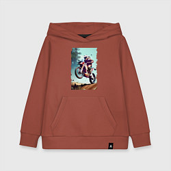 Толстовка детская хлопковая Мотокросс - экстрим, цвет: кирпичный