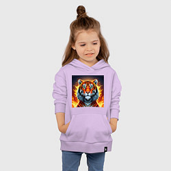 Толстовка детская хлопковая Огненный тигр, цвет: лаванда — фото 2
