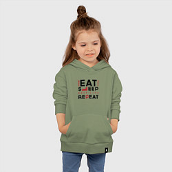Толстовка детская хлопковая Надпись: eat sleep Half-Life repeat, цвет: авокадо — фото 2