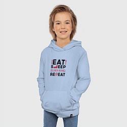 Толстовка детская хлопковая Надпись: eat sleep Elden Ring repeat, цвет: мягкое небо — фото 2