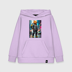 Толстовка детская хлопковая Cool Capy - New York - cyberpunk - neural network, цвет: лаванда