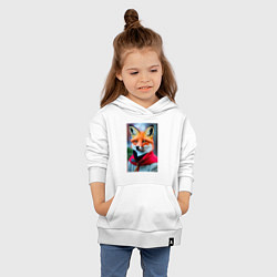 Толстовка детская хлопковая Лисичка в модной куртке, цвет: белый — фото 2