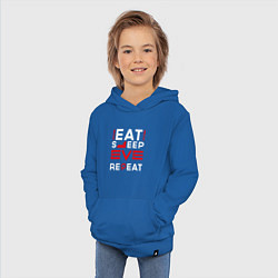 Толстовка детская хлопковая Надпись eat sleep EVE repeat, цвет: синий — фото 2