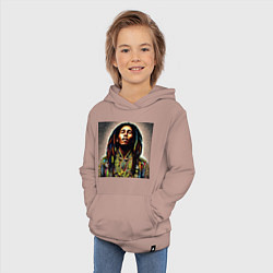 Толстовка детская хлопковая Боб Марли в кислотном мундире, цвет: пыльно-розовый — фото 2