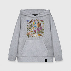 Толстовка детская хлопковая Цветение и птички, цвет: меланж