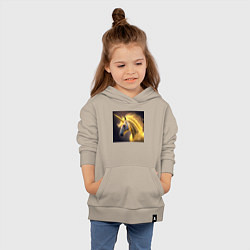 Толстовка детская хлопковая Прекрасный единорог от нейросети, цвет: миндальный — фото 2