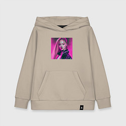 Толстовка детская хлопковая Blackpink Lisa аниме рисунок, цвет: миндальный