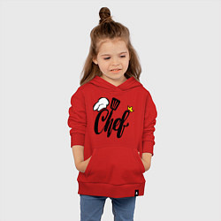 Толстовка детская хлопковая Надпись - шеф повар, цвет: красный — фото 2