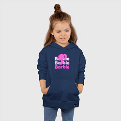 Толстовка детская хлопковая Логотип Барби объемный, цвет: тёмно-синий — фото 2