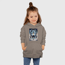 Толстовка детская хлопковая Шаман волк, цвет: утренний латте — фото 2