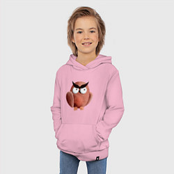 Толстовка детская хлопковая Сердитая сова с круглыми глазами, цвет: светло-розовый — фото 2