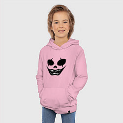 Толстовка детская хлопковая Страшный смайл лицо на Хэллоуин, цвет: светло-розовый — фото 2