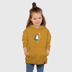 Толстовка детская хлопковая Красочный пингвин, цвет: горчичный — фото 2