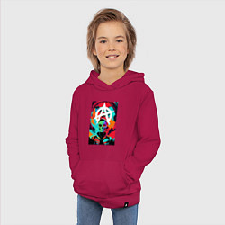 Толстовка детская хлопковая Анархия - череп - поп-арт, цвет: маджента — фото 2