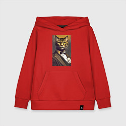 Толстовка детская хлопковая Крутой котяра - джентльмен - нейросеть, цвет: красный