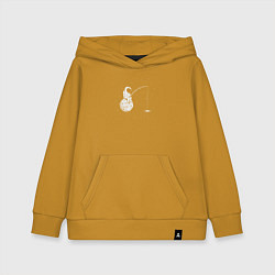 Толстовка детская хлопковая Рыбалка в космосе, цвет: горчичный